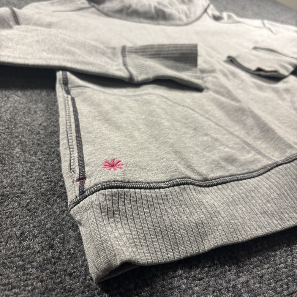 Athleta‎ Hoodie Women's Small Gray scuba Sweatshirt Pullover thumbholes pockets - Picture 2 of 9